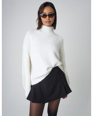 Public Desire High Neck Knit Jumper White