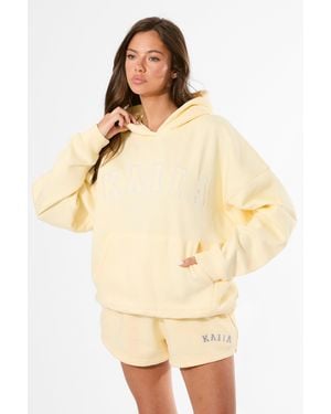 Public Desire Kaiia Slogan Oversized Hoodie Lemon & White - Natural