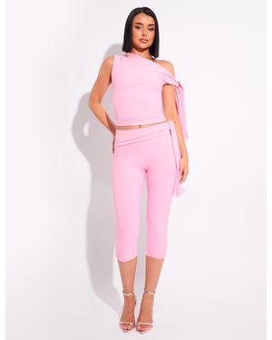 Public Desire Knot Detail Tie Side Luxe Slinky Capri Trousers Pink