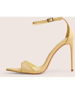 Public Desire Kelisa Lemon Pu Pointed Toe Barely There Stiletto High Heels - White