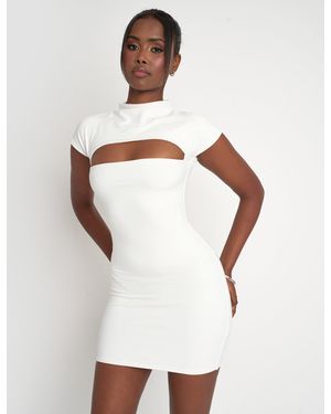 Public Desire Cut Out Short Sleeve Luxe Slinky Mini Dress White