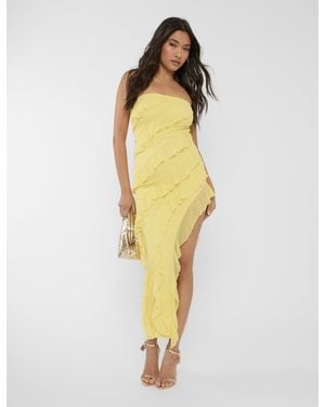 Public Desire Frill Detail Asymmetric Midaxi Dress Yellow - Multicolour