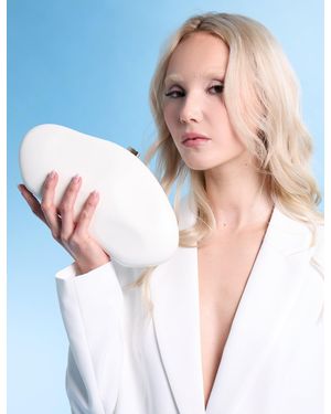 Public Desire Oval Clutch Bag With Clasp Off White - Multicolour
