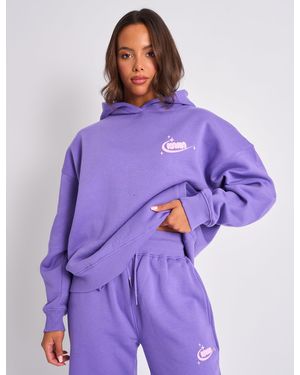 Public Desire Kaiia Star Graphic Oversized Hoodie Purple