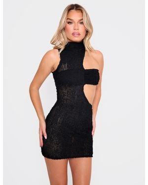 Public Desire Textured Asymmetric Cut Out Mini Dress Black - Multicolour