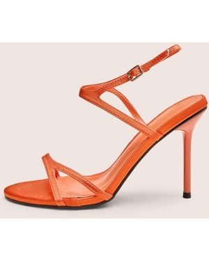 Public Desire Samba Orange Satin Strappy Barely There Stiletto High Heels - White