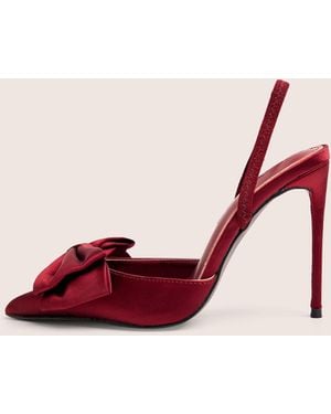 Public Desire Pepper Burgundy Bow Detail Slingback High Heels - Pink