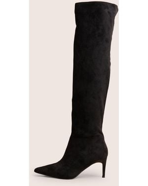 Public Desire Ellen Black Suedette Pointed Toe Over The Knee Boots