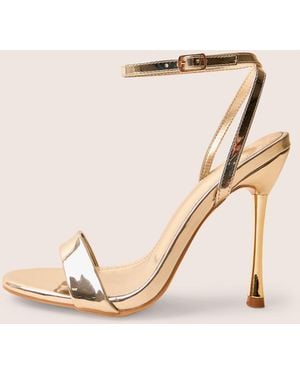 Public Desire Soho Gold Metallic Barely There Strappy Stiletto Heels - White