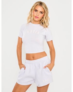 Public Desire Kaiia Slogan Baby Tee Grey Lilac - White