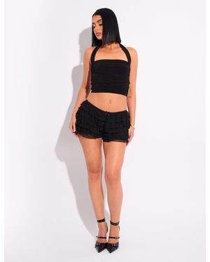 Public Desire Mesh Frill Bloomer Shorts Black