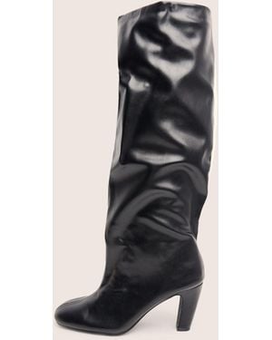 Public Desire Fifth Ave Black Pu Slouchy Mid Heel Boots