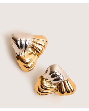 Public Desire Mixed Metal Triangular Studs Silver & Gold - Metallic