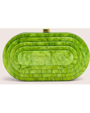 Public Desire The Cleo Marble Resin Oval Clutch Bag - Green