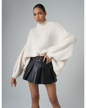 Public Desire Oversized Funnel Neck Jumper Off White - Multicolour