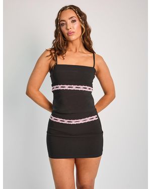 Public Desire Lace Trim Cami Top Co Ord Black