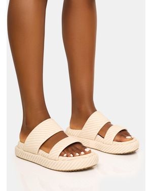 Public Desire Cierra Cream Double Strap Patterned Platform Sandal - Brown
