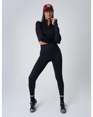 Public Desire Ribbed High Waisted Bum Lift Leggings Black - Blue
