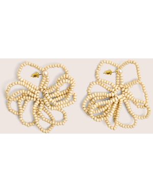 Public Desire Beaded Flower Earrings Beige - Natural