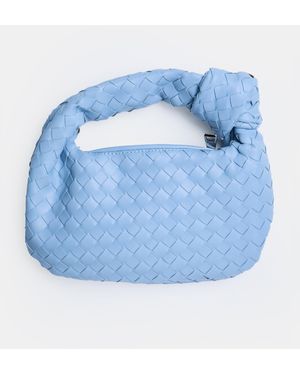 Public Desire The Blame Baby Blue Woven Pu Knot Detail Mini Pu Bag
