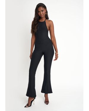 Public Desire Tie Back Luxe Slinky Jumpsuit Black - Blue