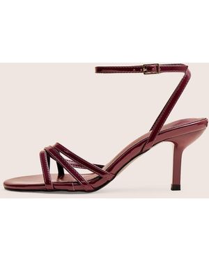 Public Desire Juliette Burgundy Minimal Strap Detail Kitten Heels - Pink