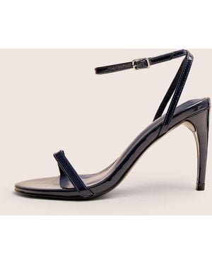Public Desire Selene Navy Patent Curved Heels Barely There - Natural