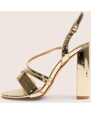 Public Desire Grove Gold Metallic Round Toe Block Heels - Natural