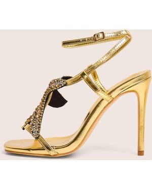 Public Desire Lumi Gold Starfish Detail Tie High Heels - Natural