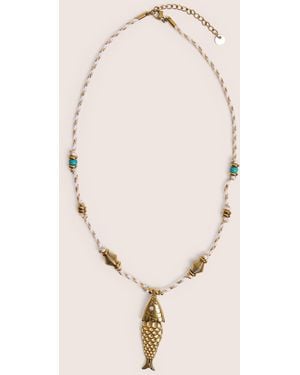 Public Desire Rope Detail Necklace With Sea Life Charms - Natural