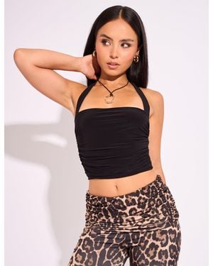 Public Desire Slinky Halterneck Top Black