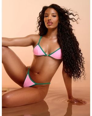 Public Desire Strappy Contrast Bikini Set - Brown