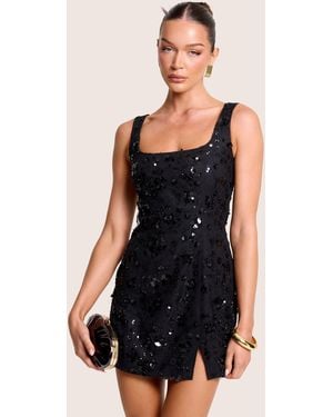 Public Desire Embellished Floral Sequin Square Neck Mini Dress Black