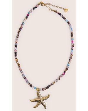 Public Desire Multi Coloured Beaded Starfish Detail Necklace - Natural
