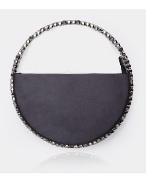 Public Desire The Alessia Black Satin Circle Diamante Mini Handbag - Blue