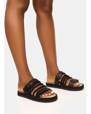 Public Desire Coral Black Rope Detail Flat Sandal - White