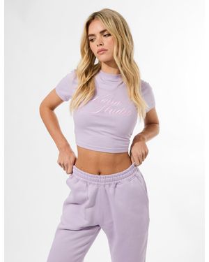 Public Desire Kaiia Studio Script Logo Baby Tee Lilac - Purple
