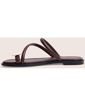 Public Desire Farron Chocolate Brown Resin Detail Flat Sandals - Natural