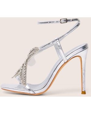 Public Desire Lumi Silver Starfish Detail Tie High Heels - Natural