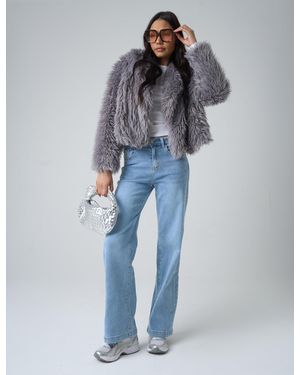 Public Desire Wide Leg High Rise Denim Jeans Blue