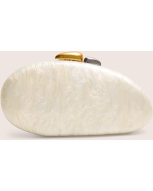 Public Desire Hard Shell Oval Clutch Bag Pearl White - Natural