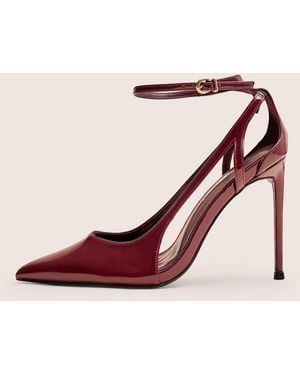 Public Desire Allegedly Burgundy Patent Cut Out Detail Ankle Strap Court Shoes - Pink