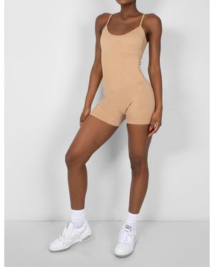 Public Desire Seamless Unitard Playsuit Camel - White