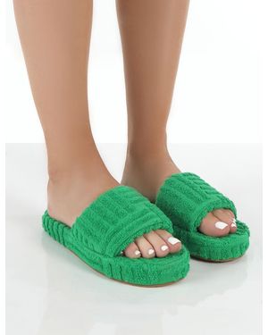 Public Desire Juicy Green Terry Towelling Slider Slippers