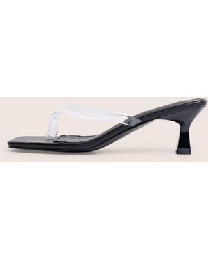 Public Desire Everlast Black Perspex Thong Flip Flop Heels - Natural