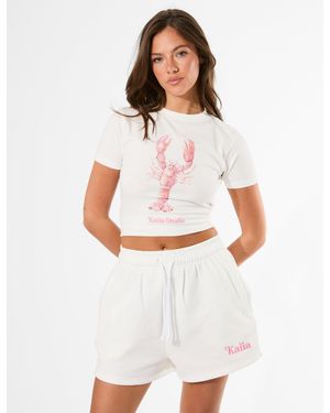 Public Desire Kaiia Lobster Graphic Baby Tee White
