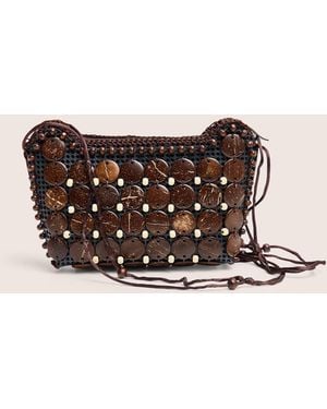Public Desire Beaded Brown Crossbody Bag - Natural