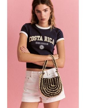 Pull&Bear Embellished Shoulder Bag - Black