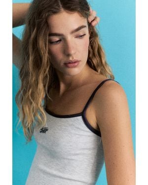 Pull&Bear Stwd Fine Strap Top - Blue