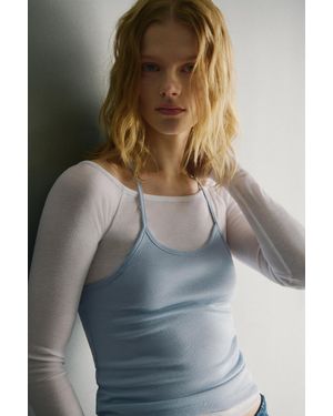 Pull&Bear Double-Layer T-Shirt - Blue